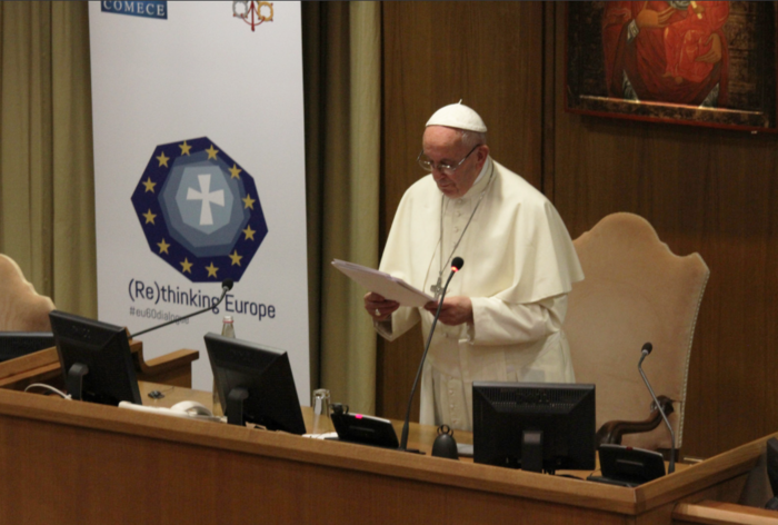 Papa Francesco alla conferenza (Re)thinking Europe - Fonte: COMECE